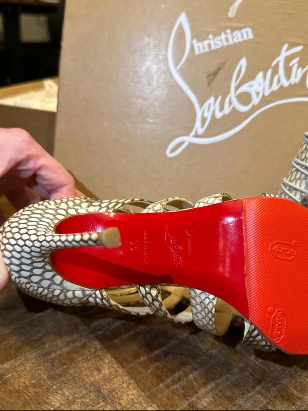 Christian Louboutin Denis 100 Cobra Strappy Cage Heels